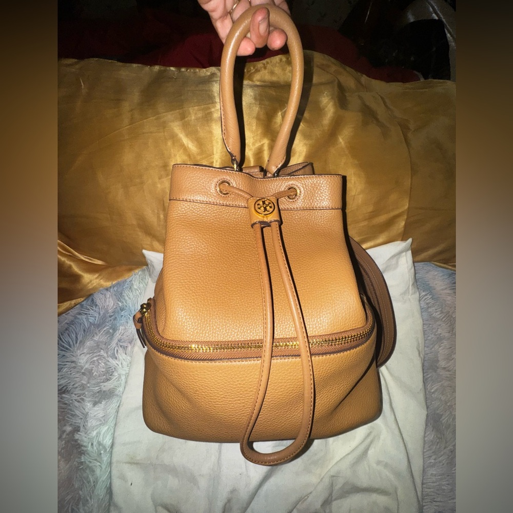 Tory Burch Tan Leather 3 way Bucket Bag